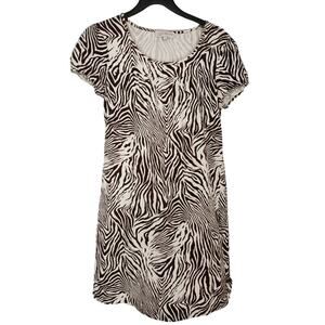 Jones New York Sport Dress Large Brown & White Zebra Print